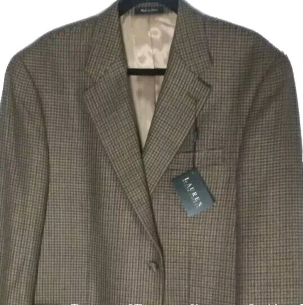 Ralph Lauren Men's Sports Jacket Houndstooth Lambswool Size 44 Reg Retail $350